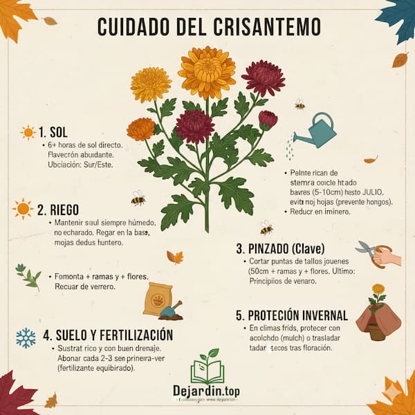 infografia cuidado del crisantemo